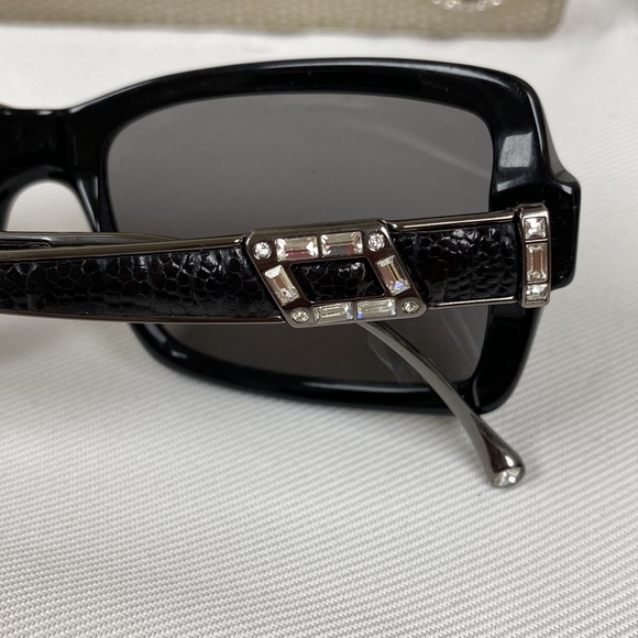 Judith Lieber StunningBlackonBlack Sparkling Crystal Snake Skin Arms Sunglasses main image 9